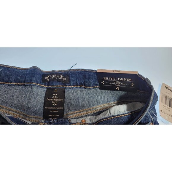 Nanette Lepore Pants Blue SZ 4 Jolie Super High Rise Taper Retro Denim LJ7727MAD - Picture 9 of 11